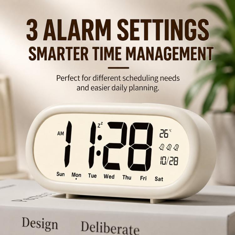 Battery Operated Digital Alarm Clock Loud Bedside Clock with 3 Alarm Settings, Temperature Date and Backlight Snooze