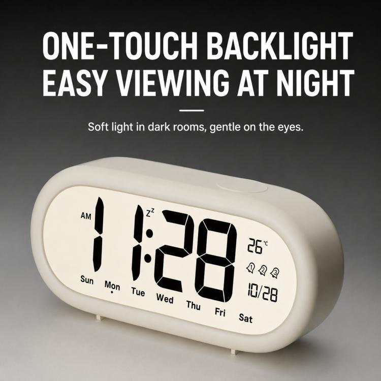 Battery Operated Digital Alarm Clock Loud Bedside Clock with 3 Alarm Settings, Temperature Date and Backlight Snooze