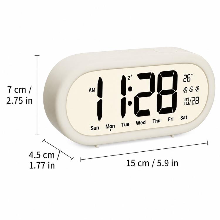 Battery Operated Digital Alarm Clock Loud Bedside Clock with 3 Alarm Settings, Temperature Date and Backlight Snooze