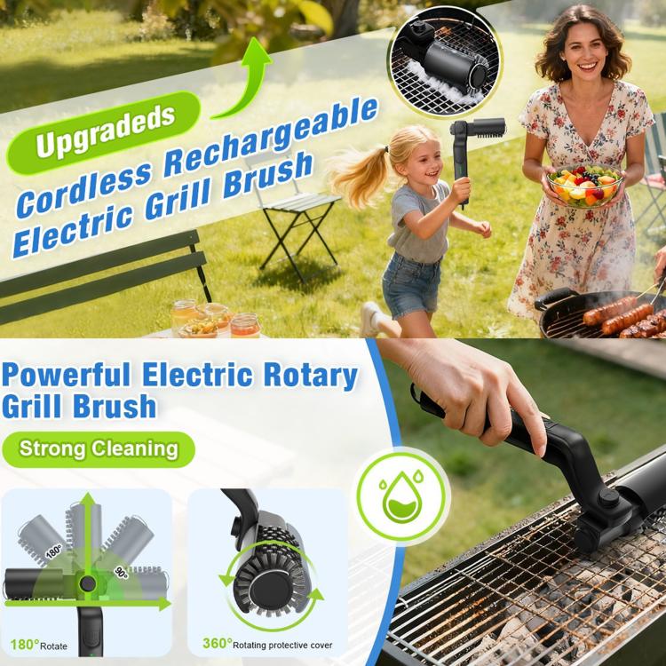LZ-8057 Electric Grill Cleaning Brush Cordless Variable Speed Rotating Multi-Purpose Cleaner Brush, LZ-8057