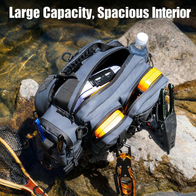 YEYINGZHE Waterproof Fishing Tackle Bag Multifunctional Crossbody Shoulder Sling Pack With Rod Holder