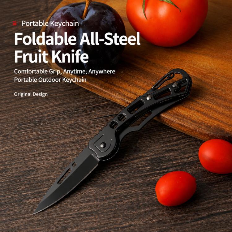 Mini Pocket Folding Knife With Carabiner Keychain 40Cr13 Stainless Steel EDC Utility Fruit Cutter Tool, Large 15cm