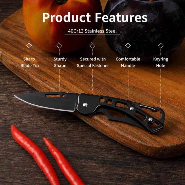 Mini Pocket Folding Knife With Carabiner Keychain 40Cr13 Stainless Steel EDC Utility Fruit Cutter Tool, Large 15cm