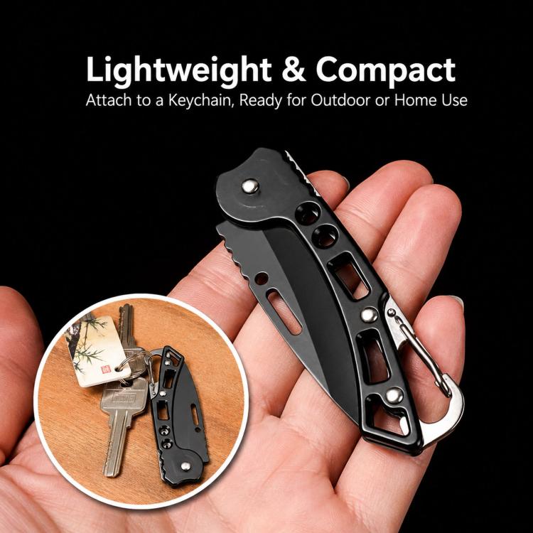 Mini Pocket Folding Knife With Carabiner Keychain 40Cr13 Stainless Steel EDC Utility Fruit Cutter Tool, Large 15cm