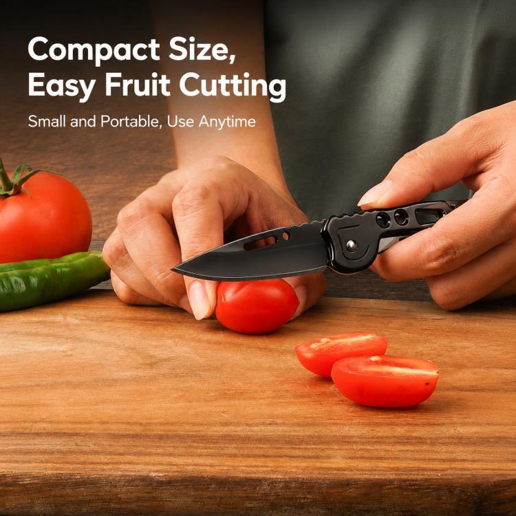 Mini Pocket Folding Knife With Carabiner Keychain 40Cr13 Stainless Steel EDC Utility Fruit Cutter Tool, Large 15cm