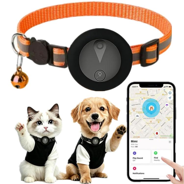 Cat Tracker Collar Compatible With Apple Find My Reflective Pet GPS Finder With Breakaway Safety Buckle & Bell