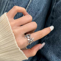Vintage Daisy Flower 925 Sterling Silver Open Rings Adjustable Retro Finger Ring Jewelry, J2482