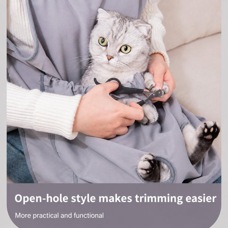 Summer Cat Grooming Apron For Nail Trimming Anti-Hair Sticking Design With Feet Opening