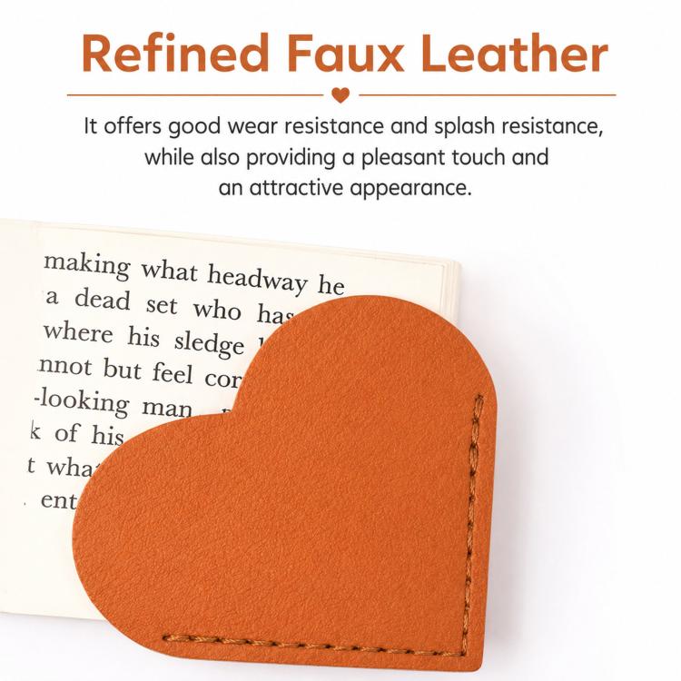 6-Piece Set Heart-Shaped Bookmark Clips Minimalist Portable PU Leather Corner Protectors