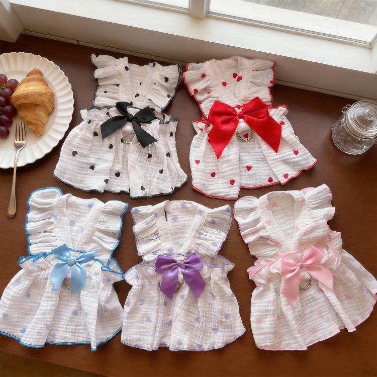 Anti-Shedding Thin Cat Clothes Summer Wearable Harness Dress For Pets, XS, S, M, L, XL