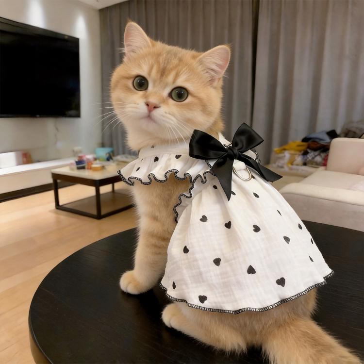 Anti-Shedding Thin Cat Clothes Summer Wearable Harness Dress For Pets, XS, S, M, L, XL
