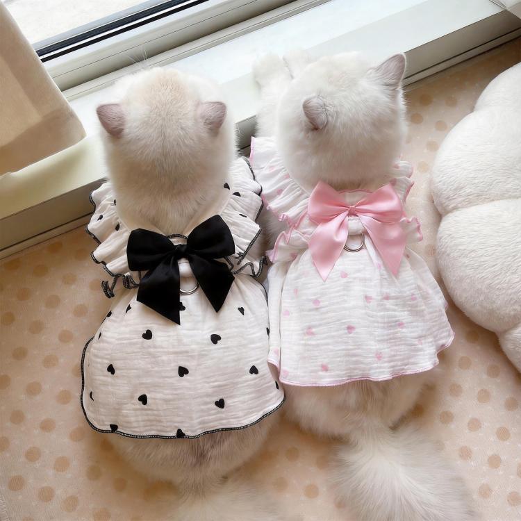 Anti-Shedding Thin Cat Clothes Summer Wearable Harness Dress For Pets, XS, S, M, L, XL