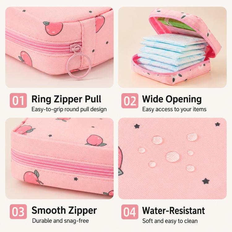 Sanitary Pad Storage Bag Portable Menstrual Cup Pouch Waterproof Period First Period Bags With Zipper