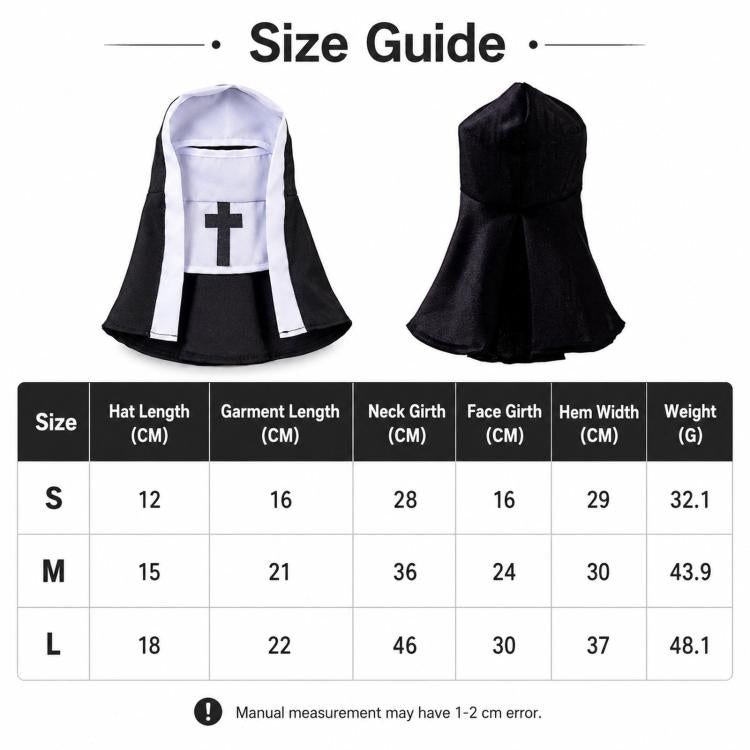 Summer Nun Cosplay Costume For Cats Thin Breathable Funny Photo Outfit For Pets, S, M, L