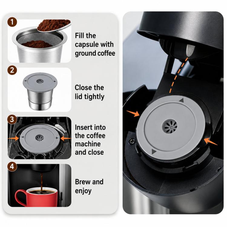 Single-Needle K Cups For Keurig 1.0 & 2.0 Stainless Steel Refillable Coffee Filter Pod, 1 Pack, 6 Packs