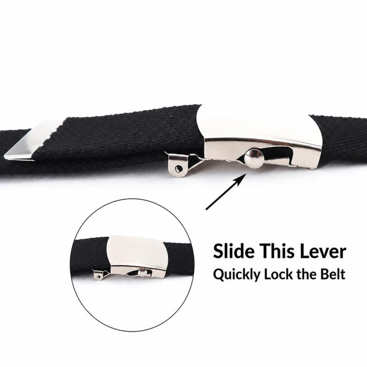 Men Canvas Web Belt 32mm Narrow Casual Belts With Slider Automatic Buckle, 115cm, 125cm, 135cm