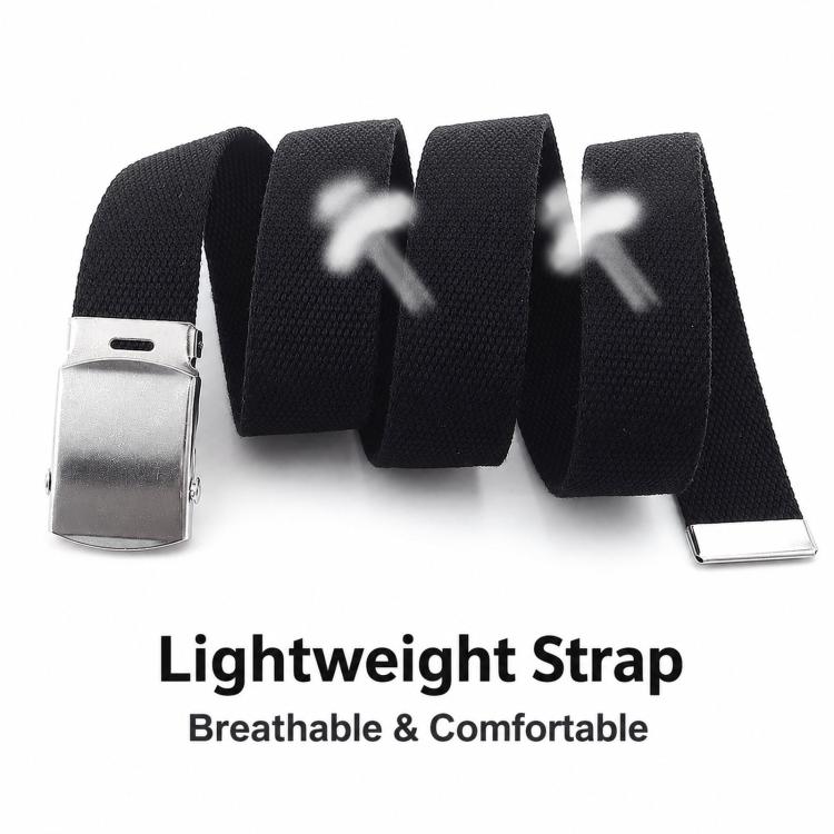 Men Canvas Web Belt 32mm Narrow Casual Belts With Slider Automatic Buckle, 115cm, 125cm, 135cm