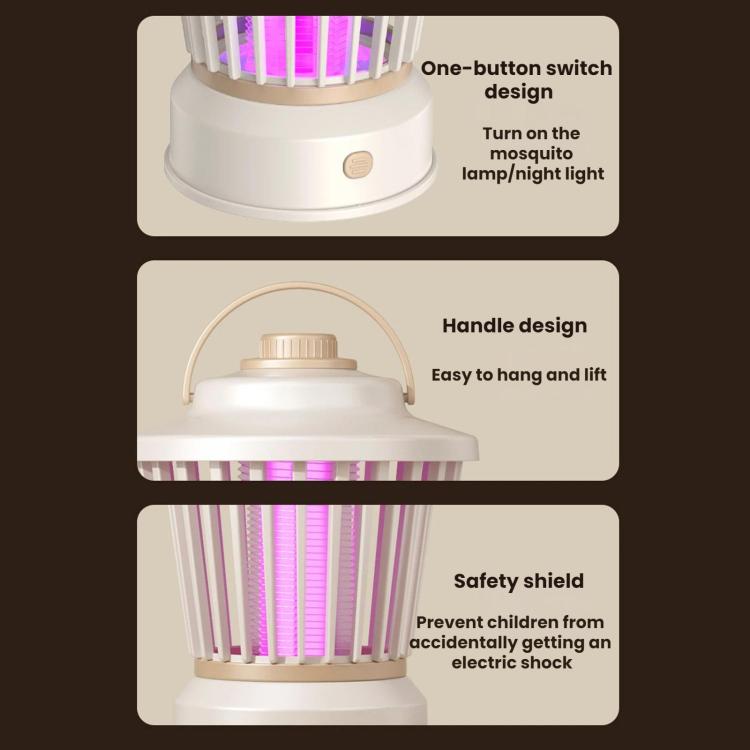 Portable Mosquito-Killing Night Light For Home And Outdoor Use, Beige Straight Plug, Gray-purple Straight Plug, Beige Charger/Plug-in, Gray Purple Charger/Plug-in