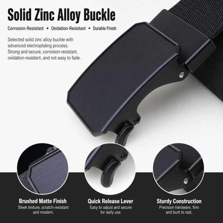 Men Elastic Web Belt Casual Stretch Braided Belts With Zinc Alloy Automatic Buckle, 105cm, 115cm, 125cm