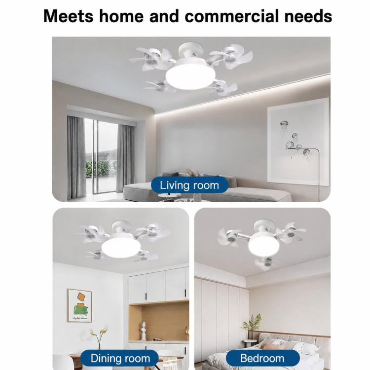 E27 Screw Base Ceiling Fan Light High Air Volume Quiet Fan Lamp For Living Room, 45cm 3-Head, 50cm 4-Head