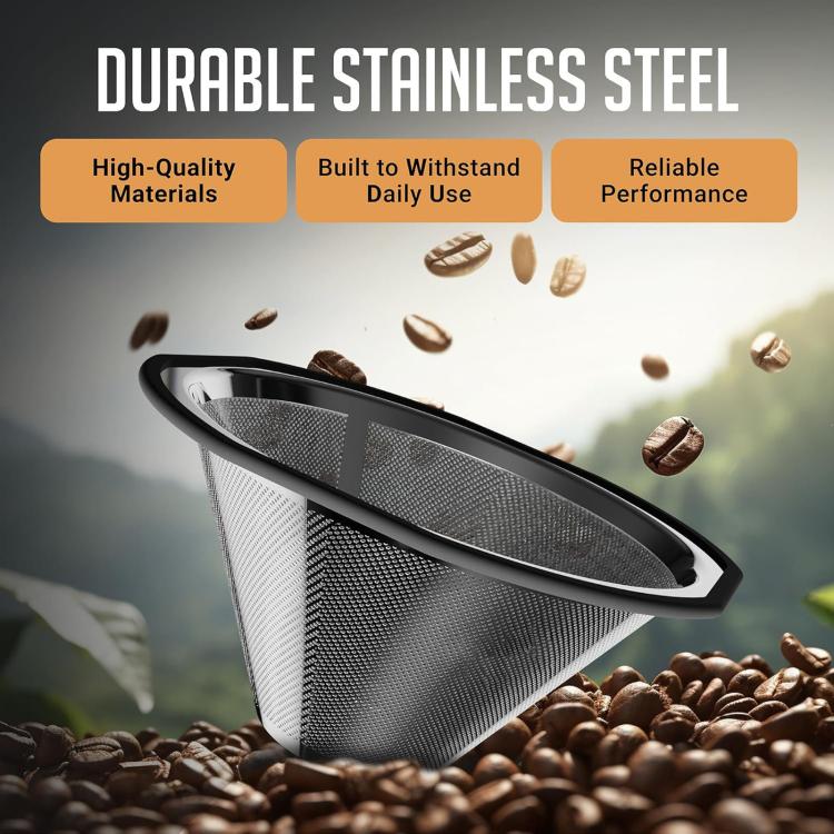 Reusable Coffee Filter Compatible with Kalita Wave 185 Coffee Drippers and OXO Brew 8-Cup Single Serve