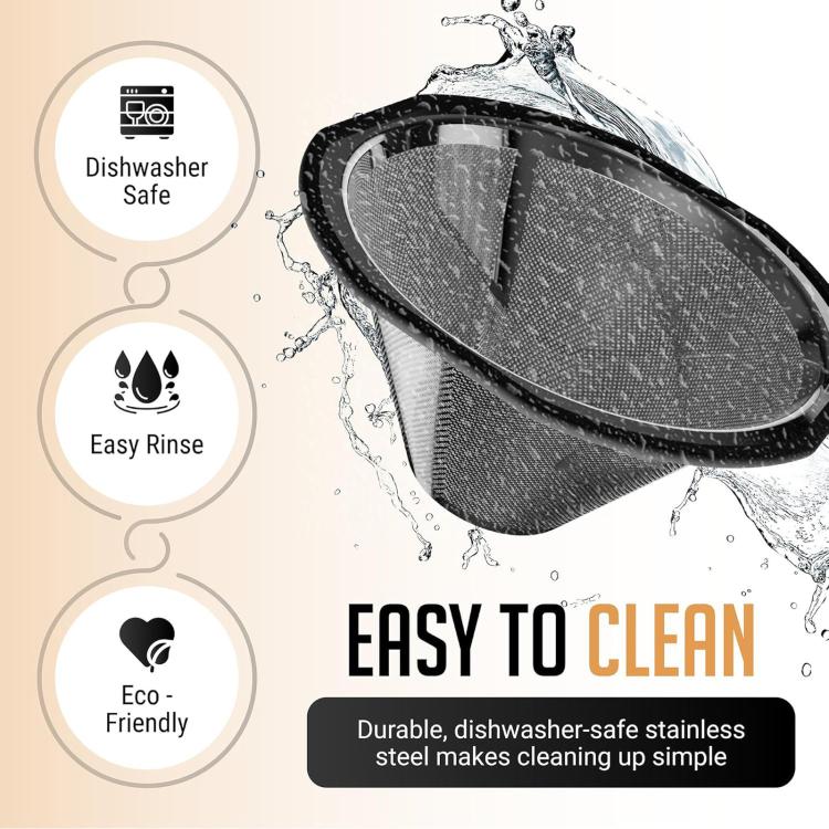 Reusable Coffee Filter Compatible with Kalita Wave 185 Coffee Drippers and OXO Brew 8-Cup Single Serve