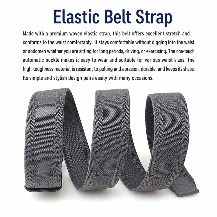 Mens Elastic Braided Belt Stretch Woven Nylon Webbing Belt With Automatic Sliding Buckle, 105cm, 115cm, 125cm