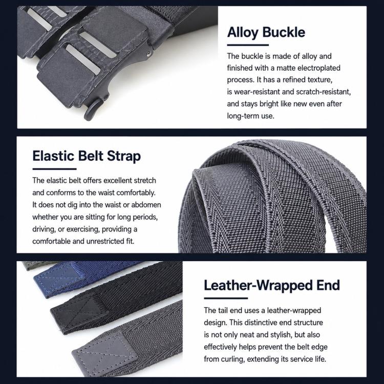 Mens Elastic Braided Belt Stretch Woven Nylon Webbing Belt With Automatic Sliding Buckle, 105cm, 115cm, 125cm