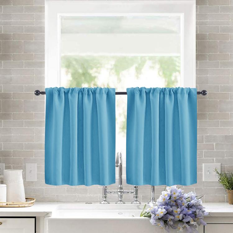 Single Rod Pocket Cafe Curtains Thick High Density Short Tier Window Treatment for Kitchen Bedroom, 40x60cm, 76x60cm, 76x92cm, 106x91cm