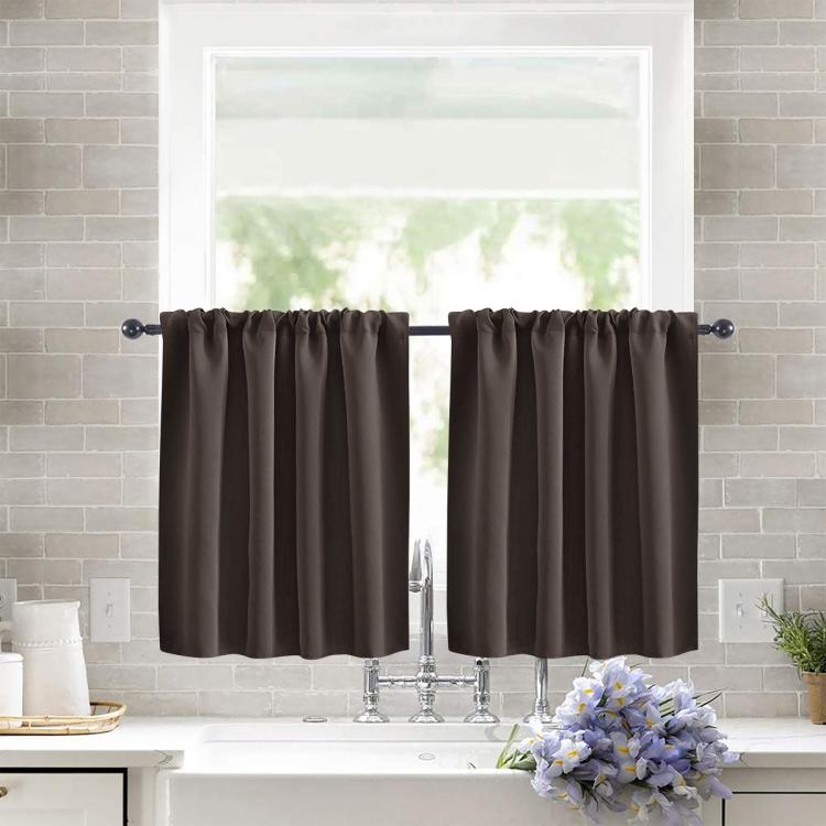 Single Rod Pocket Cafe Curtains Thick High Density Short Tier Window Treatment for Kitchen Bedroom, 40x60cm, 76x60cm, 76x92cm, 106x91cm