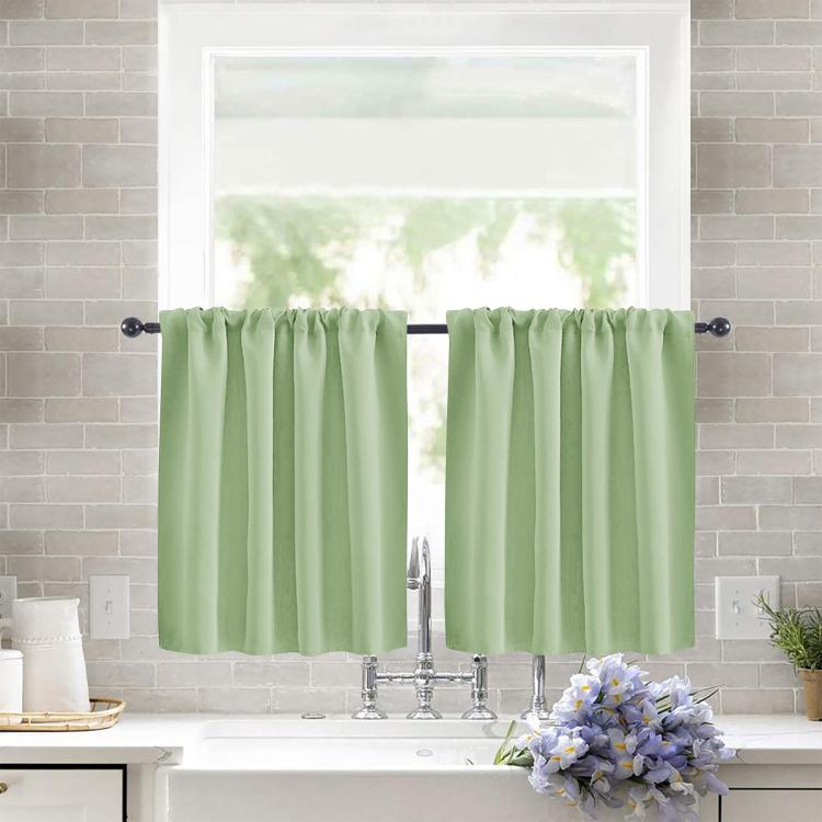 Single Rod Pocket Cafe Curtains Thick High Density Short Tier Window Treatment for Kitchen Bedroom, 40x60cm, 76x60cm, 76x92cm, 106x91cm
