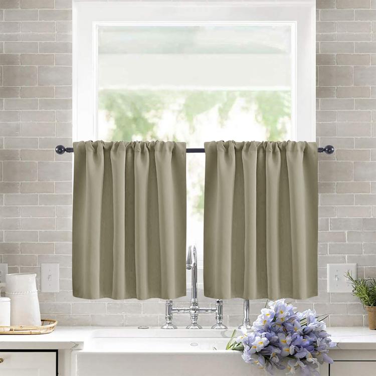 Single Rod Pocket Cafe Curtains Thick High Density Short Tier Window Treatment for Kitchen Bedroom, 40x60cm, 76x60cm, 76x92cm, 106x91cm