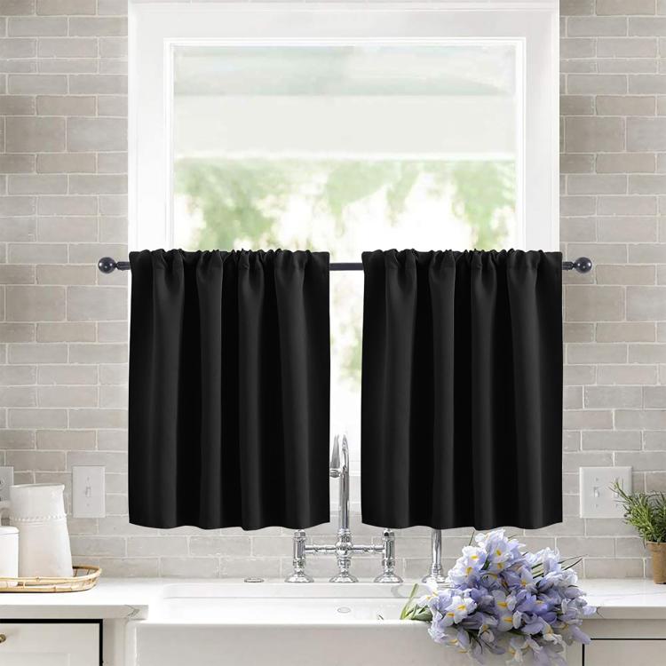 Single Rod Pocket Cafe Curtains Thick High Density Short Tier Window Treatment for Kitchen Bedroom, 40x60cm, 76x60cm, 76x92cm, 106x91cm