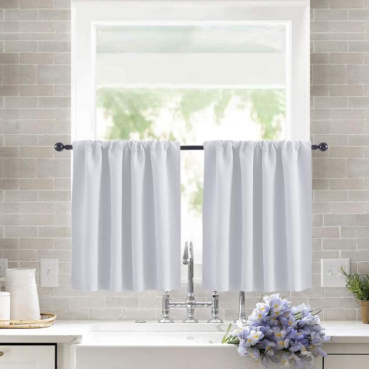 Single Rod Pocket Cafe Curtains Thick High Density Short Tier Window Treatment for Kitchen Bedroom, 40x60cm, 76x60cm, 76x92cm, 106x91cm