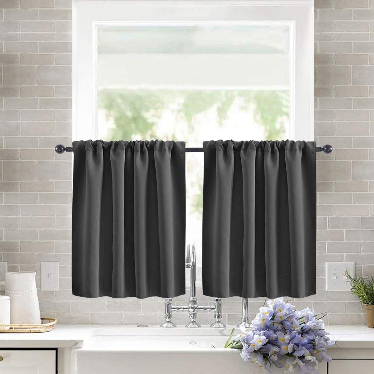 Single Rod Pocket Cafe Curtains Thick High Density Short Tier Window Treatment for Kitchen Bedroom, 40x60cm, 76x60cm, 76x92cm, 106x91cm