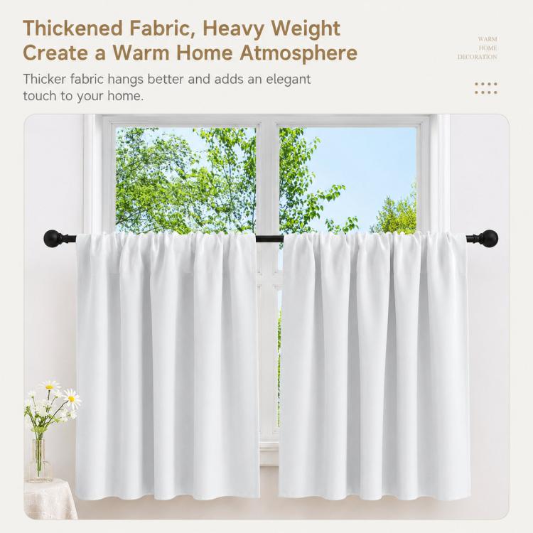 Single Rod Pocket Cafe Curtains Thick High Density Short Tier Window Treatment for Kitchen Bedroom, 40x60cm, 76x60cm, 76x92cm, 106x91cm