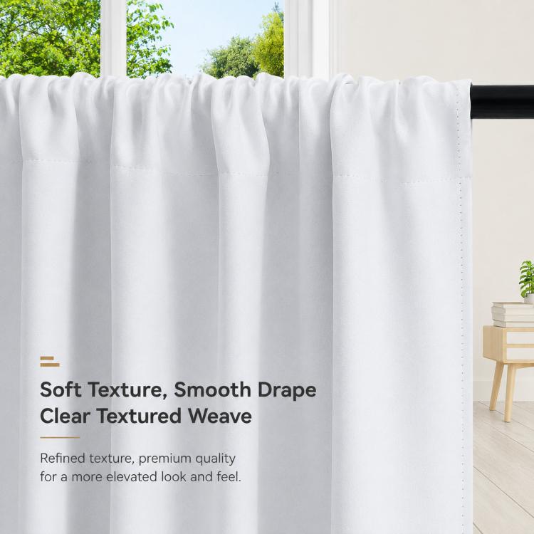 Single Rod Pocket Cafe Curtains Thick High Density Short Tier Window Treatment for Kitchen Bedroom, 132x46cm