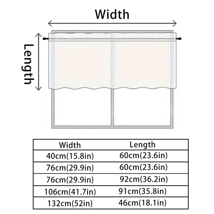 Single Rod Pocket Cafe Curtains Thick High Density Short Tier Window Treatment for Kitchen Bedroom, 40x60cm, 76x60cm, 76x92cm, 106x91cm