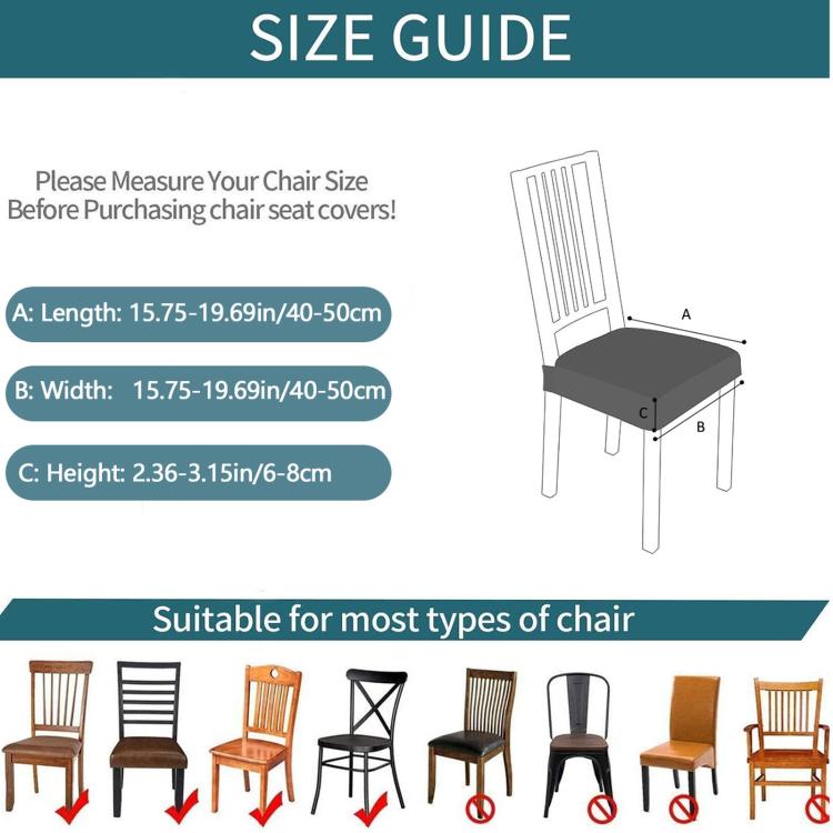 Velvet Stretch Chair Seat Covers Removable Dining Chair Cushion Slipcovers With Buckle Straps, M