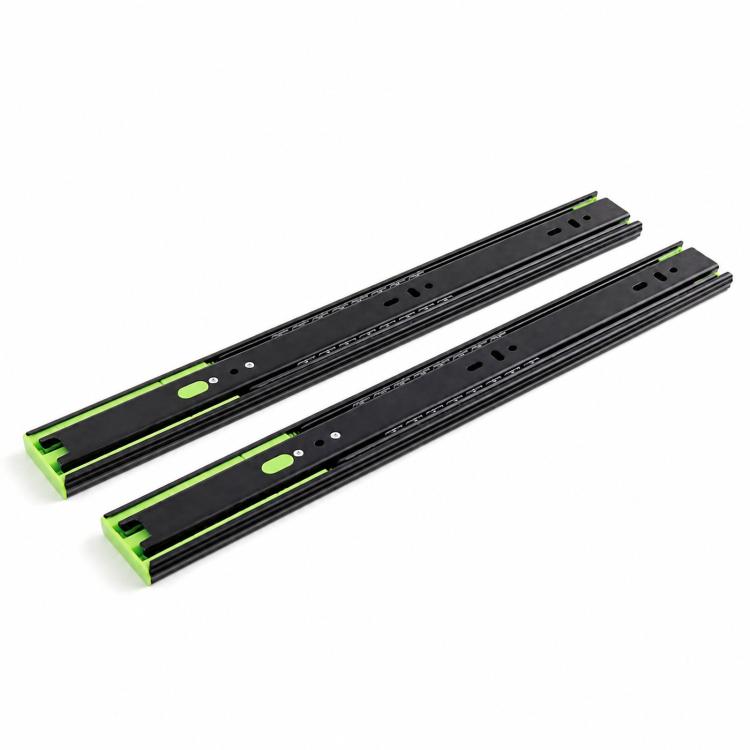 1pair Heavy-Duty Soft-Close Drawer Slides Thickened 3-Section Silent Soft-Close Slide Rails, Black Steel 10 inch 25cm, Black Steel 12 inch 30cm, Black Steel 14 inch 35cm, Black Steel 16 inch 40cm, Black Steel 18 inch 45cm, Black Steel 20 inch 50cm     ...