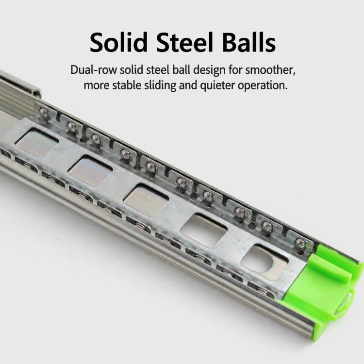 1pair Heavy-Duty Soft-Close Drawer Slides Thickened 3-Section Silent Soft-Close Slide Rails, Black Steel 10 inch 25cm, Black Steel 12 inch 30cm, Black Steel 14 inch 35cm, Black Steel 16 inch 40cm, Black Steel 18 inch 45cm, Black Steel 20 inch 50cm     ...