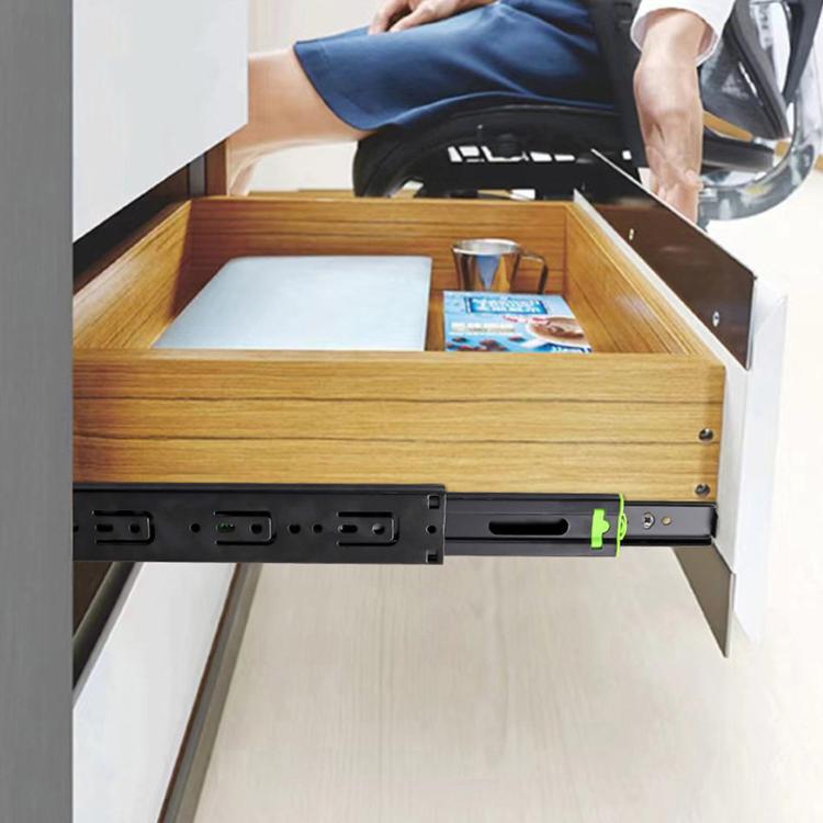 1pair Heavy-Duty Soft-Close Drawer Slides Thickened 3-Section Silent Soft-Close Slide Rails, Black Steel 10 inch 25cm, Black Steel 12 inch 30cm, Black Steel 14 inch 35cm, Black Steel 16 inch 40cm, Black Steel 18 inch 45cm, Black Steel 20 inch 50cm     ...