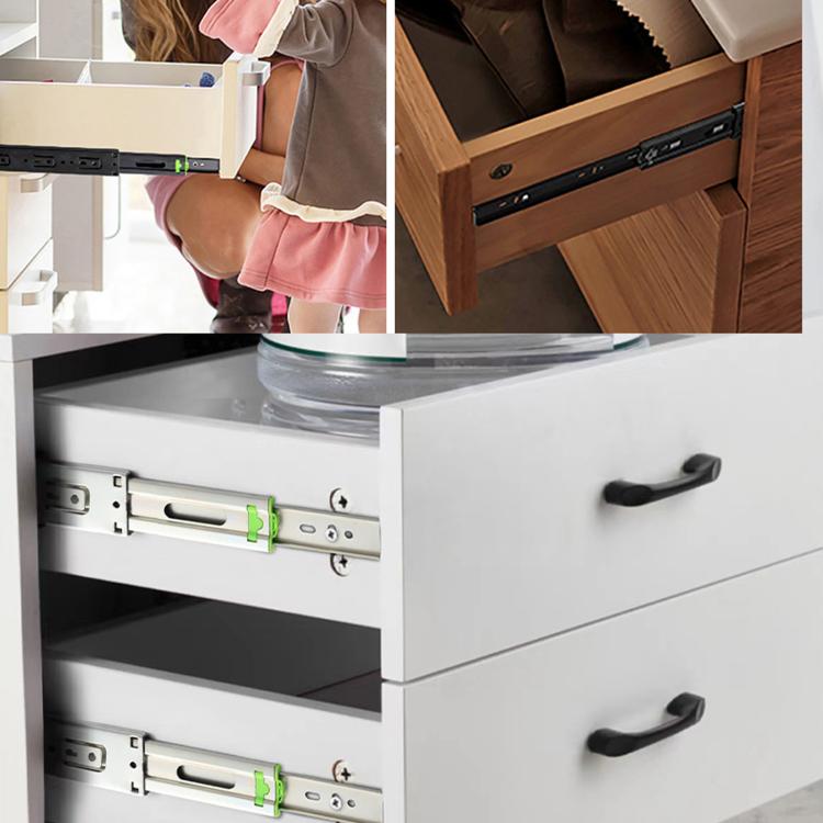 1pair Heavy-Duty Soft-Close Drawer Slides Thickened 3-Section Silent Soft-Close Slide Rails, Black Steel 10 inch 25cm, Black Steel 12 inch 30cm, Black Steel 14 inch 35cm, Black Steel 16 inch 40cm, Black Steel 18 inch 45cm, Black Steel 20 inch 50cm     ...