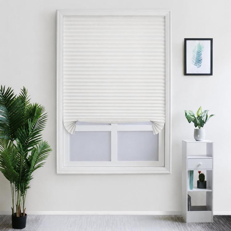 Self-Adhesive Pleated Shades Waterproof Non-Woven Paper Blinds Peel Stick Blackout Curtains, 60x150cm, 60x180cm, 90x150cm, 90x180cm