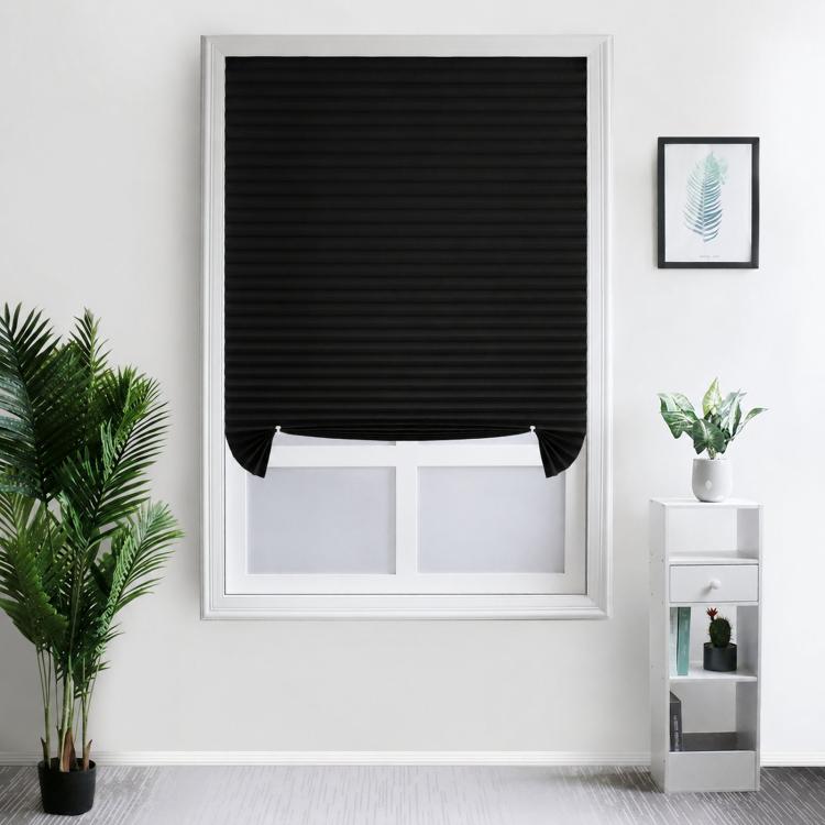 Self-Adhesive Pleated Shades Waterproof Non-Woven Paper Blinds Peel Stick Blackout Curtains, 60x150cm, 60x180cm, 90x150cm, 90x180cm