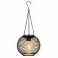Solar Hanging Lanterns Outdoor Metal Garden Decorative Lights, Black Mesh Ball, Round Cage, Cylindrical Cage
