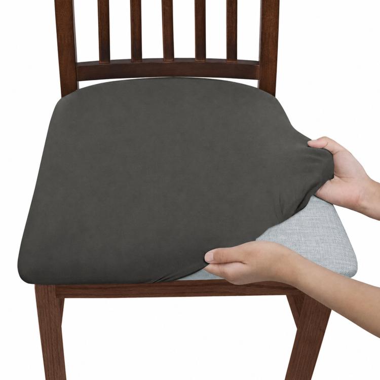 Stretch Dining Chair Seat Cover Soft Removable Washable Chair Cushion Slipcover