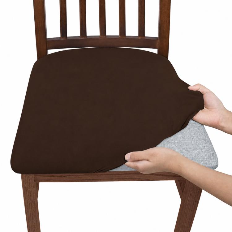 Stretch Dining Chair Seat Cover Soft Removable Washable Chair Cushion Slipcover