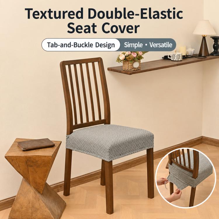 Stretch Dining Chair Seat Cover Grid Cushion Cover With Elastic Straps Buckles