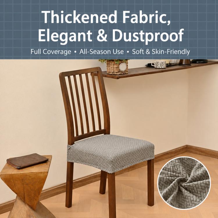 Stretch Dining Chair Seat Cover Grid Cushion Cover With Elastic Straps Buckles
